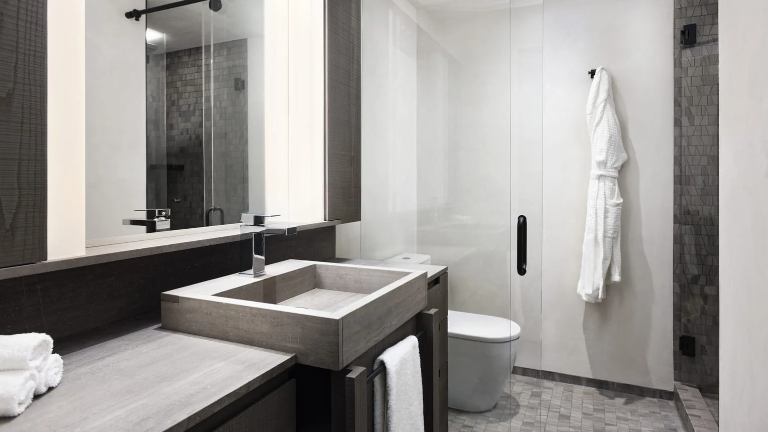 Bathroom vanity with stone finishes